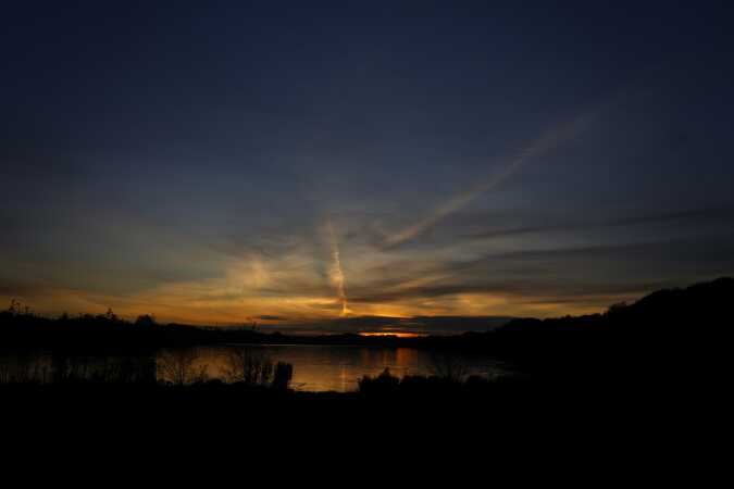 Solnedgang ved Fårupsø ved jelling