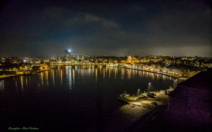 2025 feb 01 Sønderborg havn natbillede drone vidvinkel fra slottet